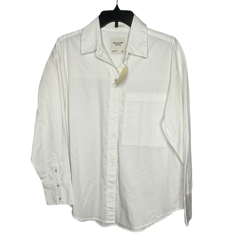 Abercrombie & Fitch Women's White Button Up Oversized Pocket Shirt Small New